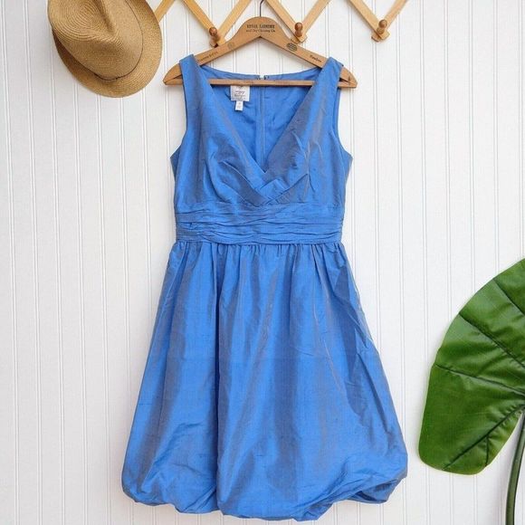 Suzy Chin for Maggy Boutique Dresses & Skirts - Suzy Chin for Maggy Boutique Blue Raw Silk Fit & Flare Dress Size 8 Sleeveless